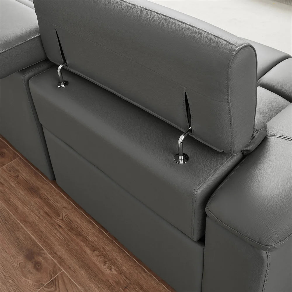 Custom Leather L Shaped Couch Lounge Multifunction Power Smart Recliner Electric Reclining Corner Sofa USB Headrest Footrest