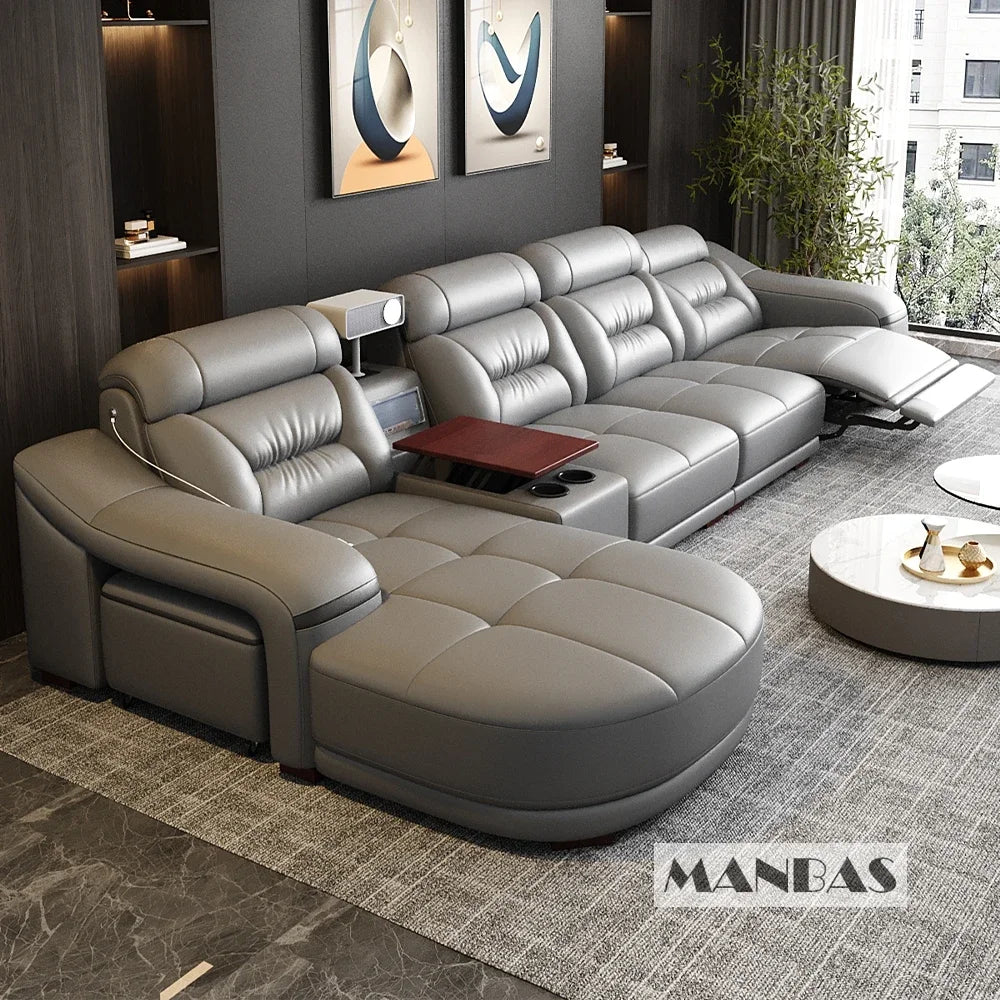 *-/2025  Italian Modern Luxury Leather Recliner Sofa Electric Reclining Sofa Living Room Furniture