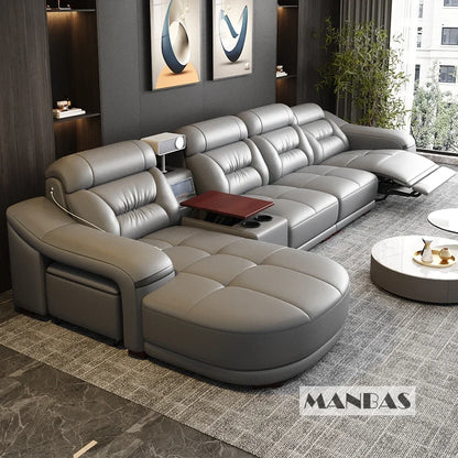 *-/2025  Italian Modern Luxury Leather Recliner Sofa Electric Reclining Sofa Living Room Furniture