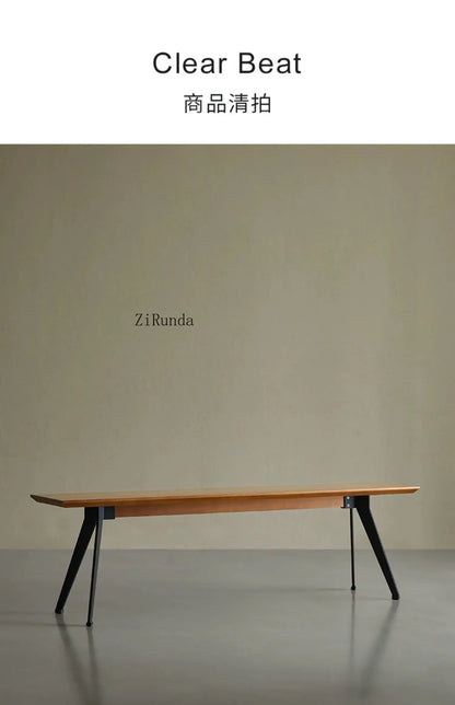 Japanese-style wabi-sabi wind all-solid wood bench light luxury household dining table living room shoe changing stool