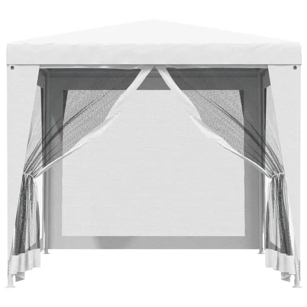 8.2x8.2ft Waterproof Outdoor Canopy Tent, White Party Tent 4 Mesh Side Walls, Sun Shelter Wedding, Patio, Camping & Gathering