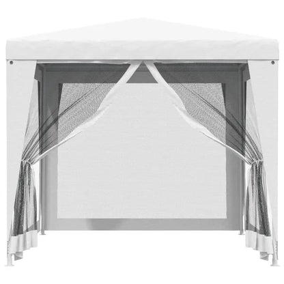8.2x8.2ft Waterproof Outdoor Canopy Tent, White Party Tent 4 Mesh Side Walls, Sun Shelter Wedding, Patio, Camping & Gathering