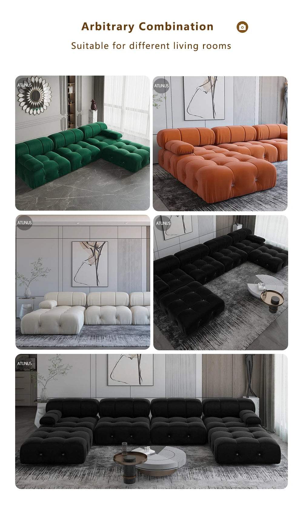 Nordic L Shape Sectional Sofa With Ottoman Modular Combination Velvet Modular Sofas Long Couch