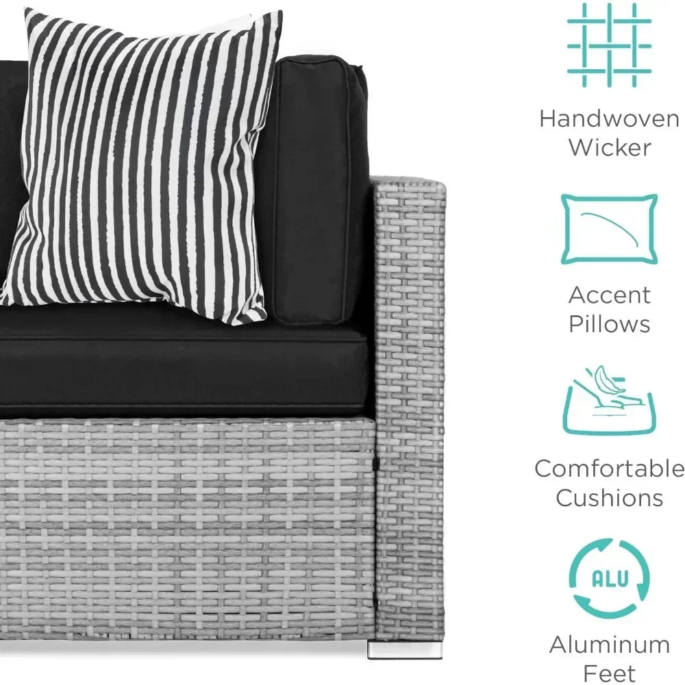 # Outdoor Furniture 7Piec Sets W/2Pillows, Coffee Table, Cover Included, Wicker Conversation Couch Set, Patio Furniture Set #