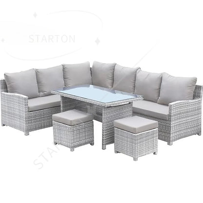 Modern Luxury Lounge Waterproof Patio Couch Sofa Garden Set Fire Pit Aluminum Wicker Rope Rattan Outdoor Furniture Set