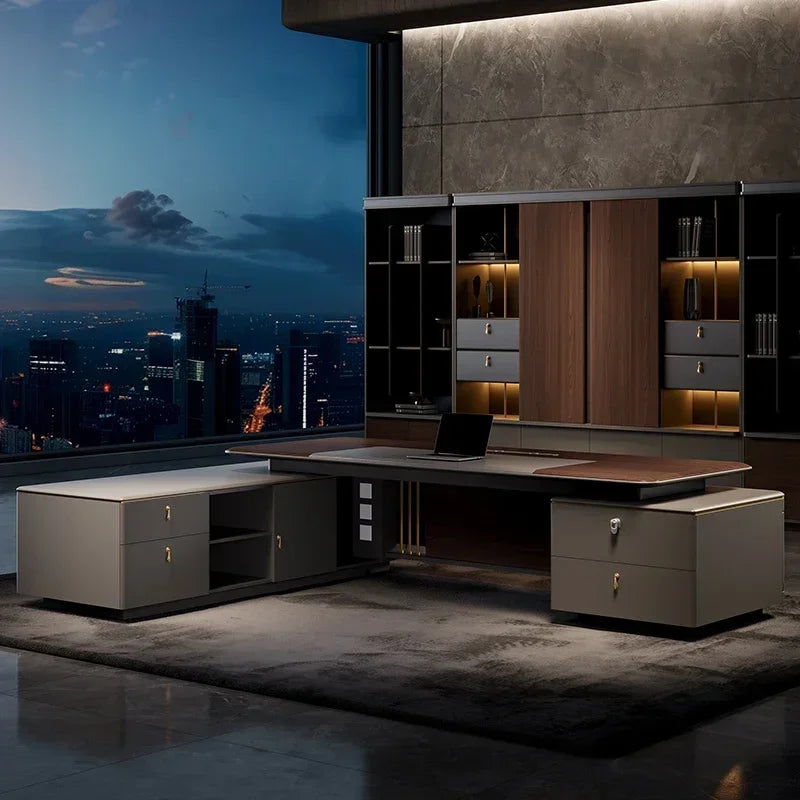 Filing Cabinet Luxury Large Computer Tables Modern Minimalist Executive Manager President Table Office Combination Furniture
