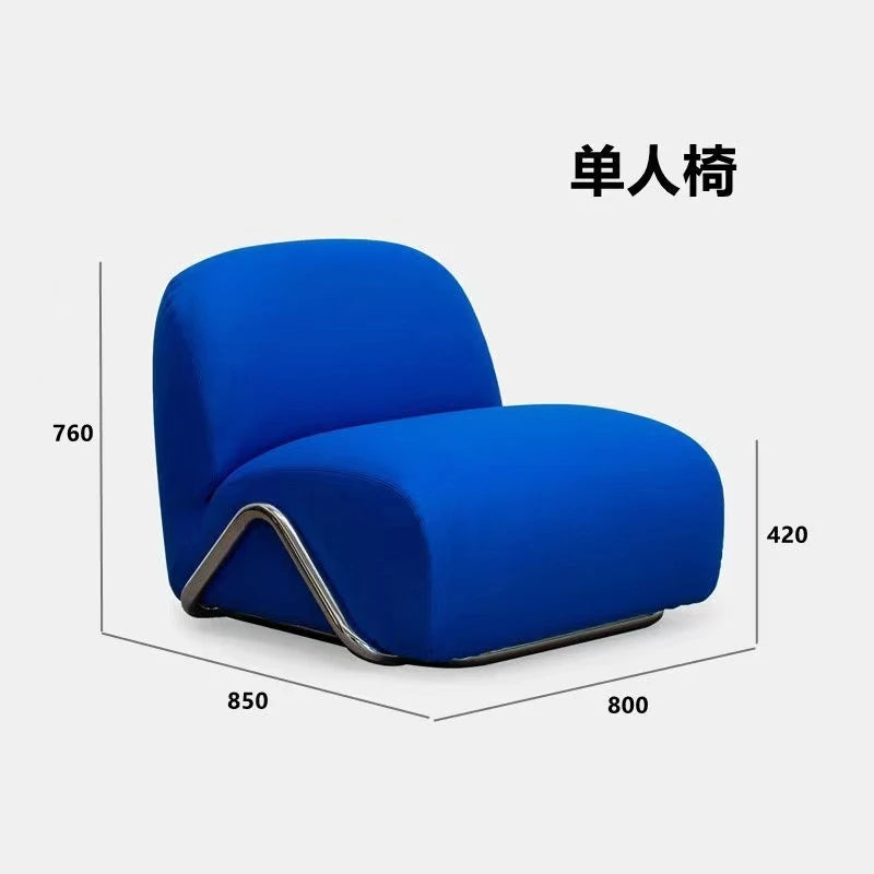 Single sofa antique living room stainless steel fabric curved sofa customization