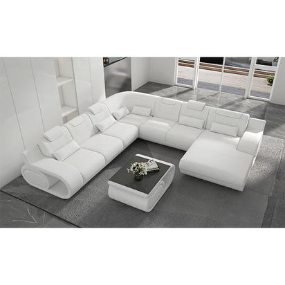 Living Room Luxury Corner Couches Furniture Set U Shape Cover Sectional Leather Sofa