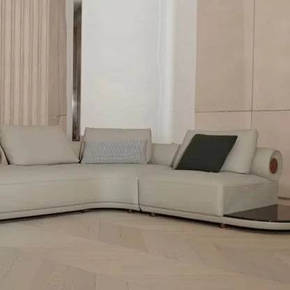 Modern Italian Villa Design Frosted Leather Modular Combination Sofa Set Luxury Reclining Corner Sofa Fabric Life Hotel Sponge