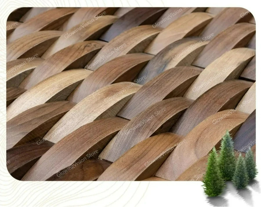 3D Mosaic Wall Panel Black Walnut Solid Wood Light Luxury Simple Acoustic Diffuser Background Wall Decoration Wall Stickers