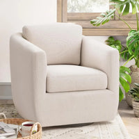 360° Swivel Accent Chair with Pillow - Comfy Living Room Armchair No-Sag Foam & Sturdy Metal Base, Swivel Accent Single Sofa