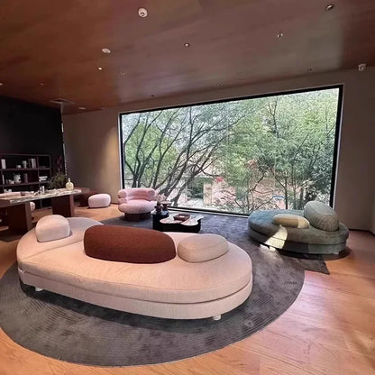 1PCS kXS French Pebble Sofa Designer Large Flat Layer Love Special-shaped Green Fabric Module Combination Arc