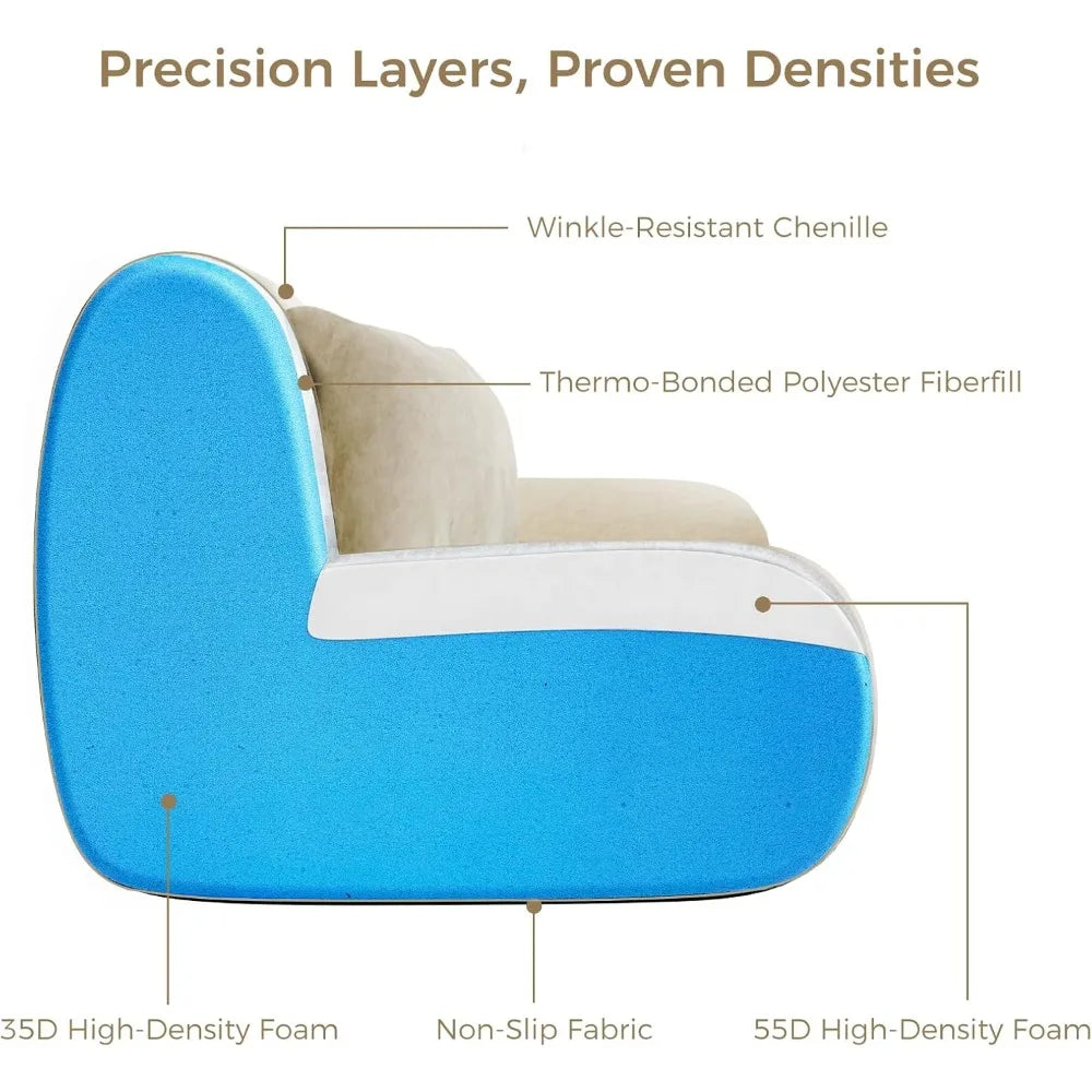 79" Boneless Cloud Couch, Modular Sectional Sofa with Throw Pillows, Deep Seat Sectional Sofa 2 Seater for Living Room