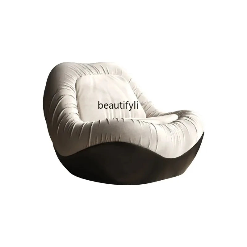 A076 Designer Simple Lazy Sofa Nordic Modern Light Luxury Villa Arc Leisure Chair Single Sofa Flannel