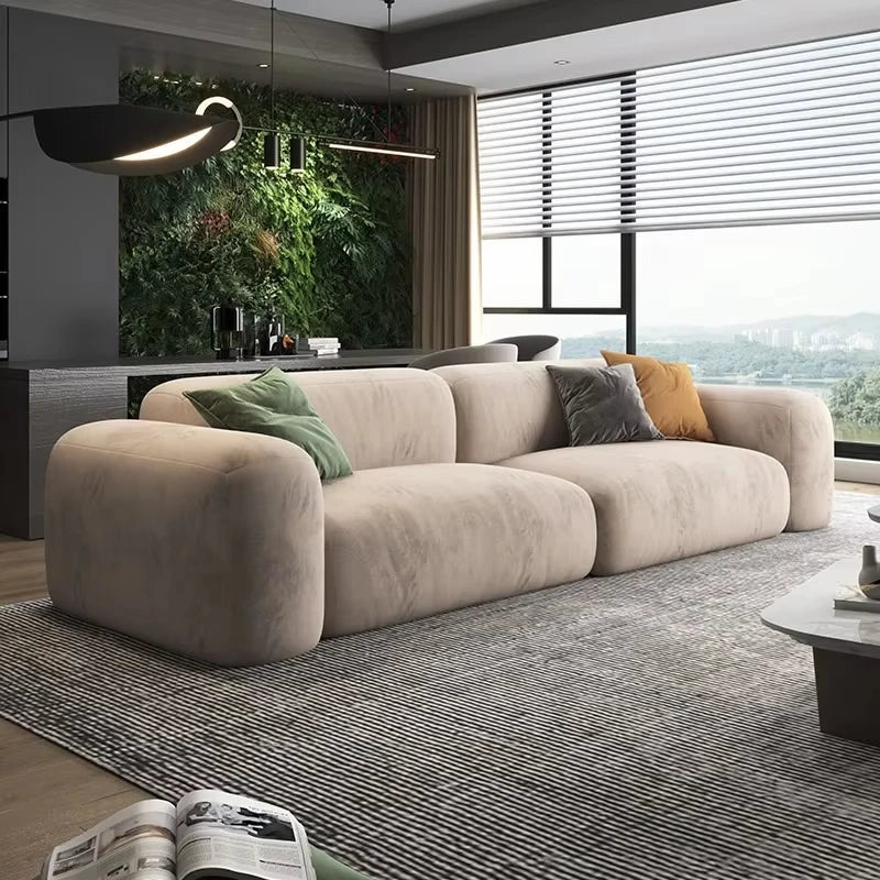 custom.Nordic Luxury 3-Seater Sectional Sofa Couch Set L-Shape Living Room Furniture Convertible Fabric Model Velvet Flo