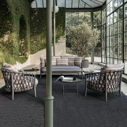 Outdoor Woven Sofa Set Corner Aluminum Backyard Nordic Leisure Hotel Courtyard Rope Weaving Patio Furniture Set Rope Garden Sofa