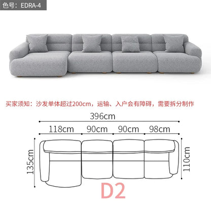 B456 Minimalist new fan-shaped large flat-layer curved sofa customized left and right concubine lamb wool large apartment