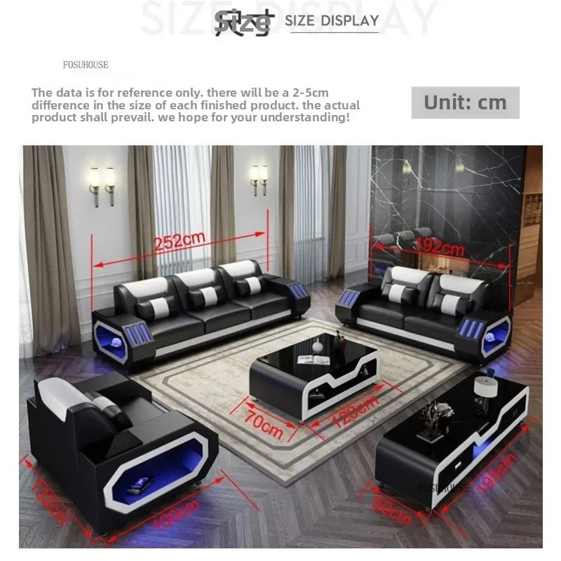 High-end Villa Sofas Design Modularity Sofa U-Shape Living Room Sofas Sets with Bluetooth Speaker for Living Room Furniture