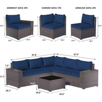 PatioLix Furniture Sets Outdoor Conversation Sofa 6 Piece Set, All-Weather High Back