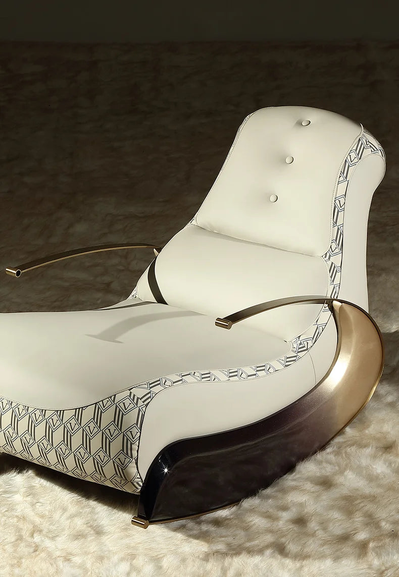 Modern Italian light luxury rocking chair leather recliner leisure single sofa rocking