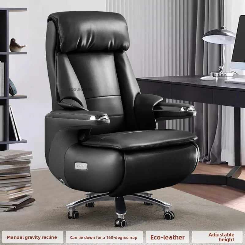 Electric Reclining Office Chairs Luxury Leather Executive Computer Armchair European Bedroom Furniture Home Ergonomic Desk Chair