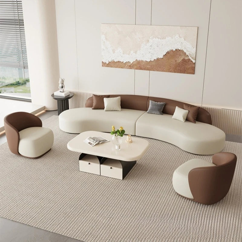 Nordic Fabric Sofa Office Business Reception Sofa Coffee Table Combination Beauty Salon Negotiation Leather Sofa