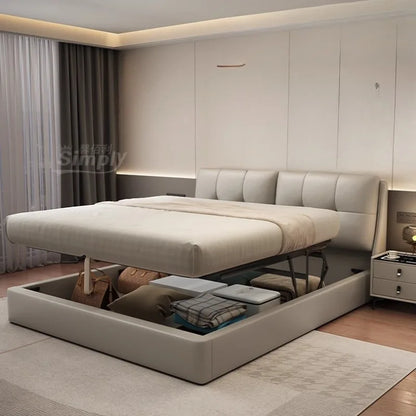 Queen Storage Bed Bedroom King Size Double Modern Frame Bed Headboard Luxury Sleeping Camas De Dormitorio Home Accessories