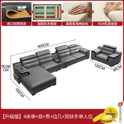 Genuine Leather Modern Sofas Luxury Classic Bedrooms Cinema Sofas Comfortable Straight Muebles Para El Hogar Home Accessories