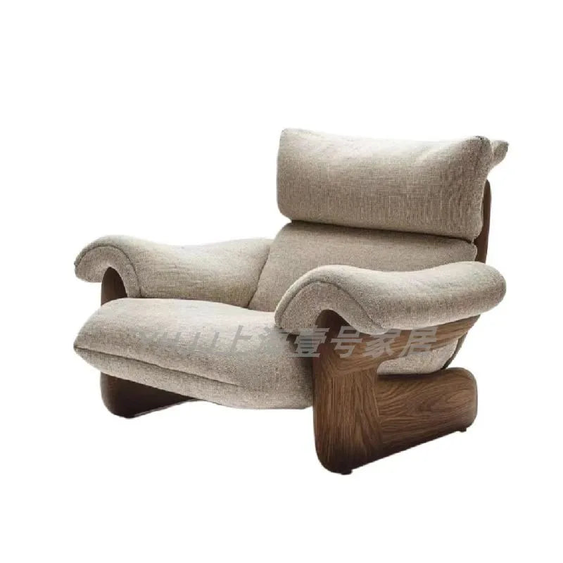 Comfortable solid wood sofa chair soft decoration living room casual armrest recliner
