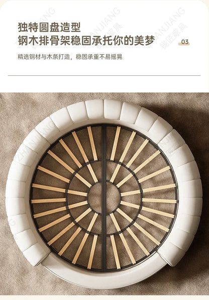 M71 round Bed Double Marriage Bed Modern Simple Home Hotel 2M Serena Large round Cream Wind Bed in Master Bedroom
