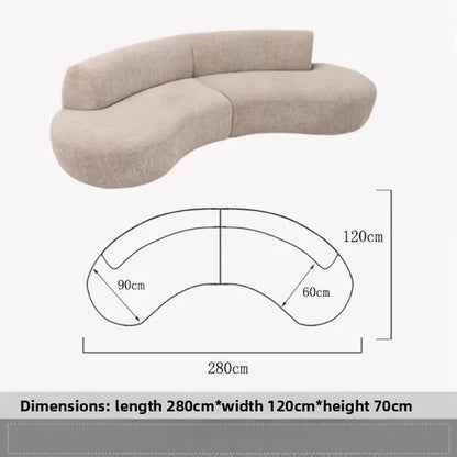 Medieval wabi-sabi fabric sofa, living room curved villa sofa bed