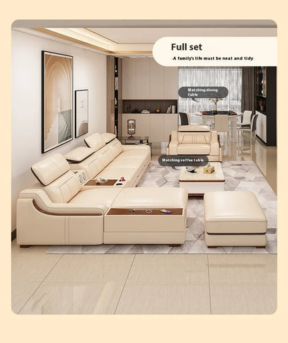 Modern Style Multifunctional Sofa Single Seat L-Shaped Combination Sofa With Massage Chair Leather Sofa Set With Speaker
