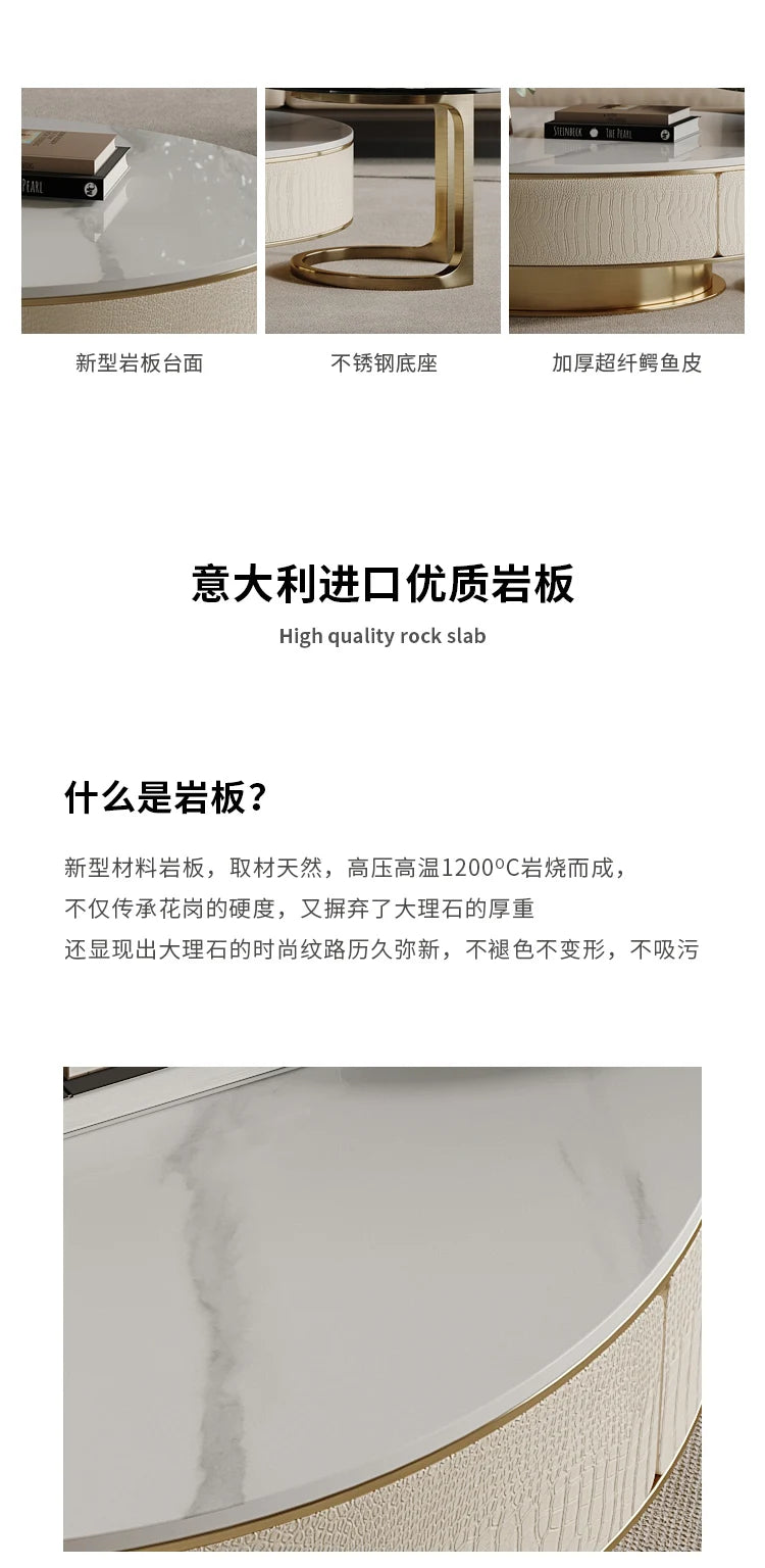 A163 Italian Light Luxury Stainless Steel round Living Room Home Coffee Table Modern Side Table