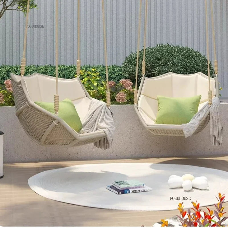 Outdoor Patio Swing Nordic Balcony Rocking Chair Indoor Adult Hanging Chairs Outdoor Single Swing Chairs Modern Hanging Basket Z