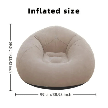 Inflatable Lazy Chair Portable Foldable Single Sofa with Soft Fleece No Assembly Indoor Outdoor Use