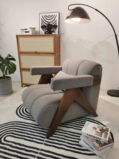 Nordic Wood Living Room Chairs Modern Living Room Sofas Home Balcony Single Leisure Back Armchair Fabric Sofa Chair Furniture