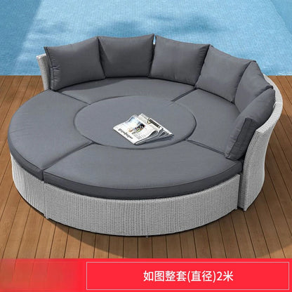 ZYH outdoor round rattan sofa combination leisure villa semi-circular rattan chair sofa