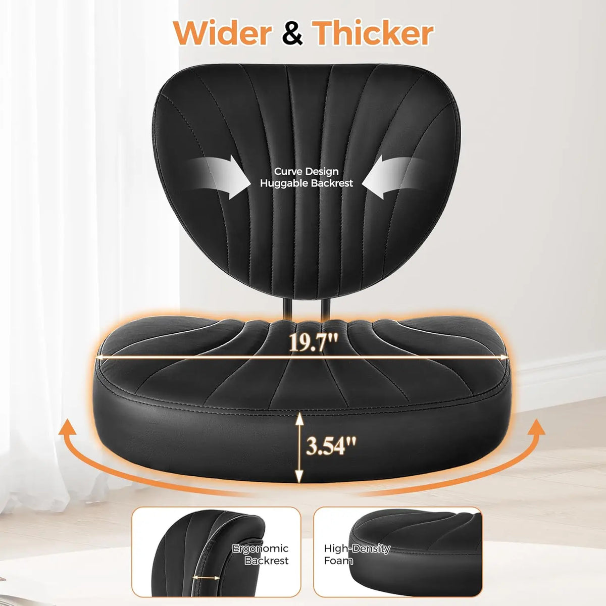 Cross Legged Office Chair, Ergonomic Criss Cross Chair with Wheels, 360° Swivel Height-Adjustable Meditation Chair for Yoga & AD