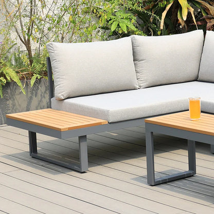 Outdoor Sofa Villa Park Terrace Plastic Wood Courtyard Garden Outdoor Sofa Set Open-air Light Luxury Combination Sofa