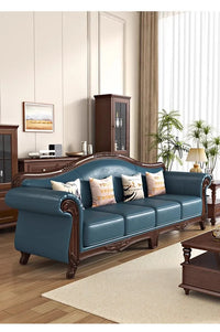 Customizable American Country Vintage Log Leather Sofa