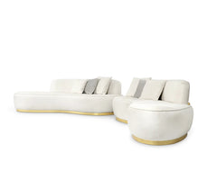 Italian Designer Luxury Living Room Sofa Set Villa Modern Couch Metal Base Velvet Curved Home Hotel Living Room Furniture