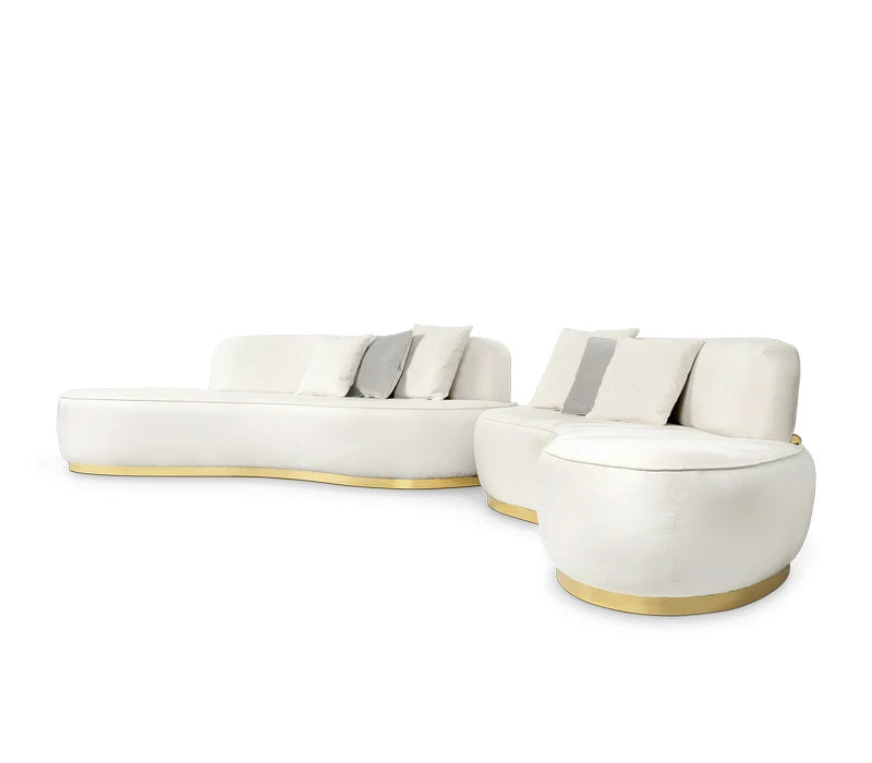 Italian Designer Luxury Living Room Sofa Set Villa Modern Couch Metal Base Velvet Curved Home Hotel Living Room Furniture