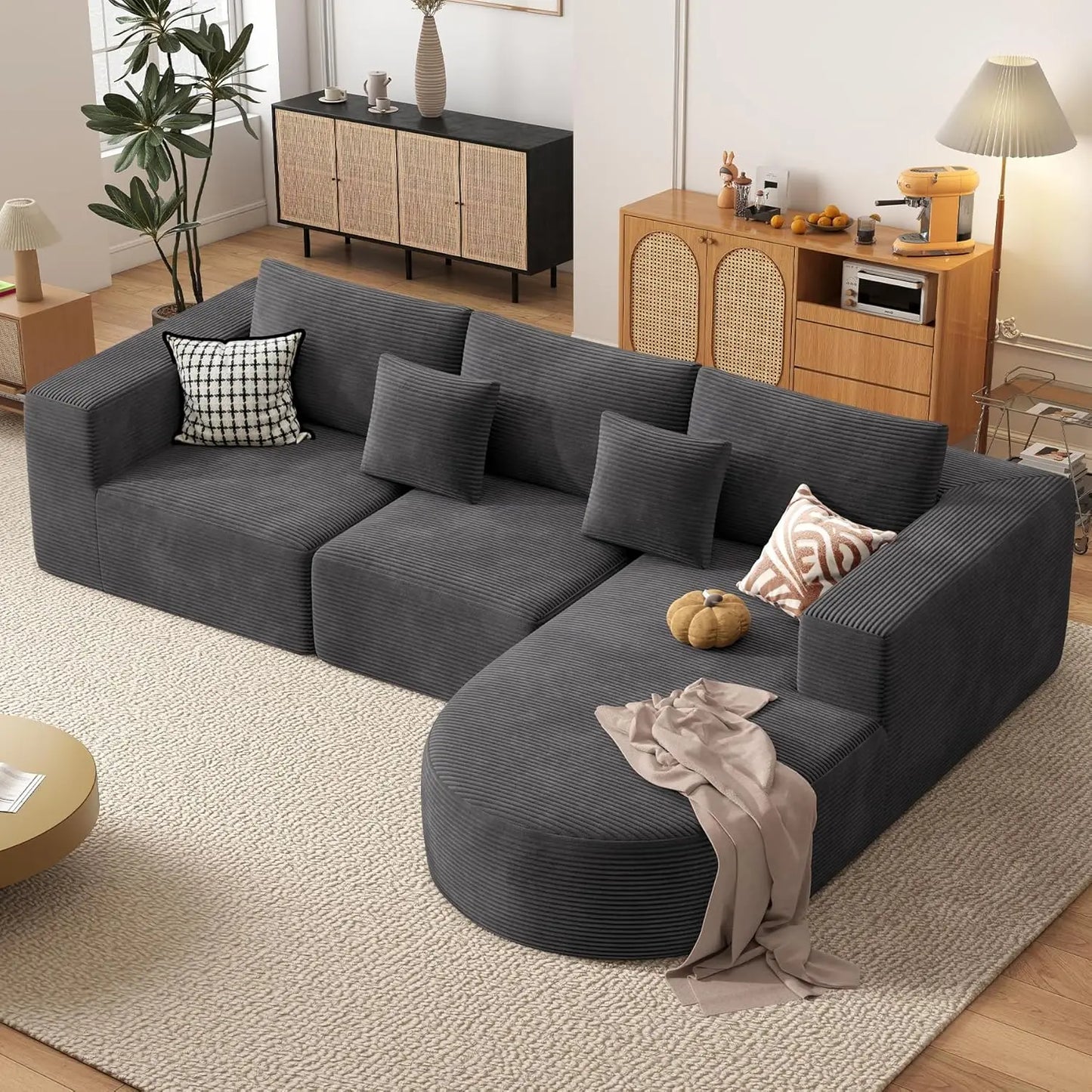 Modular Sectional Sofa L-Shape Deep Seat Comfy Living Room Bedroom No Assembly 1PCS,Customized