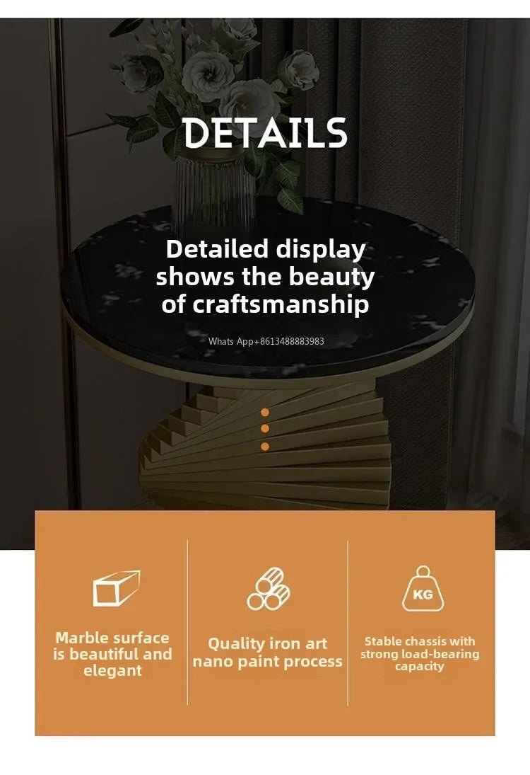 Style Light Luxury Marble Side Table Living Room  Sofa Corner  Creativity Balcony Small   Internet Celebrity Bedside Round