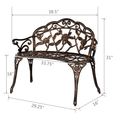Low MOQ Hot-selling Park Bench Metal Charis Outdoor Furniture Garden Bench With Rose