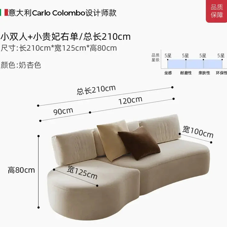 Italian minimalist special-shaped curved fabric sofa villa club small apartment living room home simple SOFA