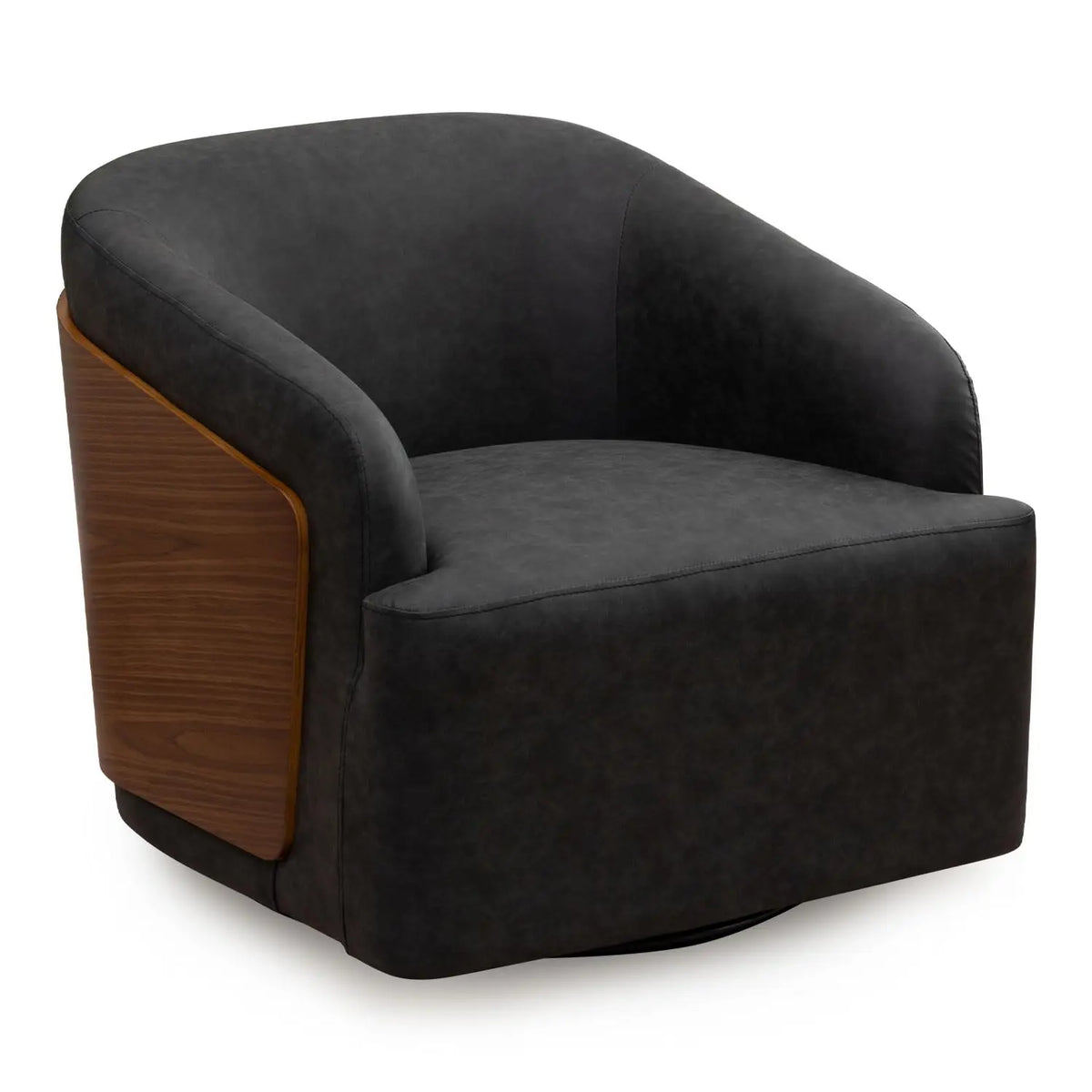 Swivel Accent Chair Faux Leather Swivel Barrel Chair Comfortable Mid Century Modern Chair Upholstered Metal Base, Customized