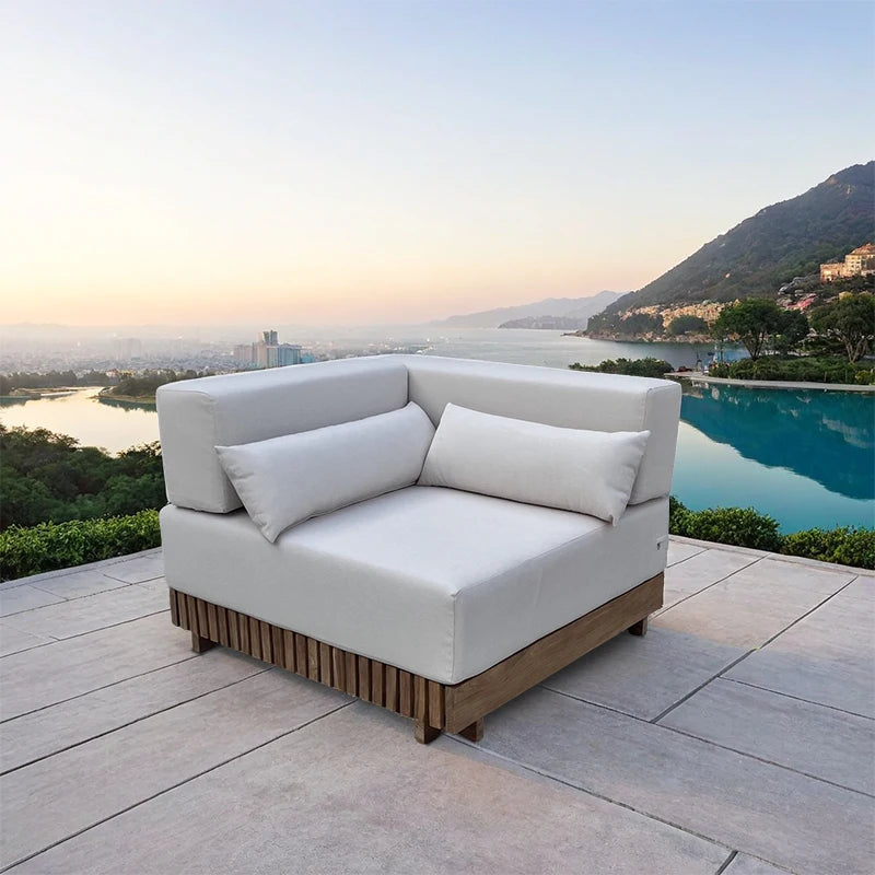 Luxury 4-Seater Outdoor Furniture Garden Sofa Set Teak Wood Couch and Table Garden Sets for Villa Hotel