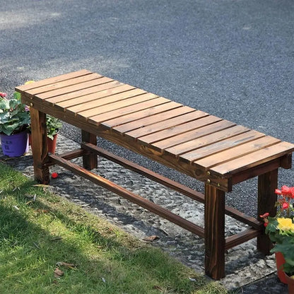 Bancs de jardin d'extérieur résistants aux intempéries, banc de terrasse deux places sans dossier, banc en bois avec lattes résistantes aux hautes températures