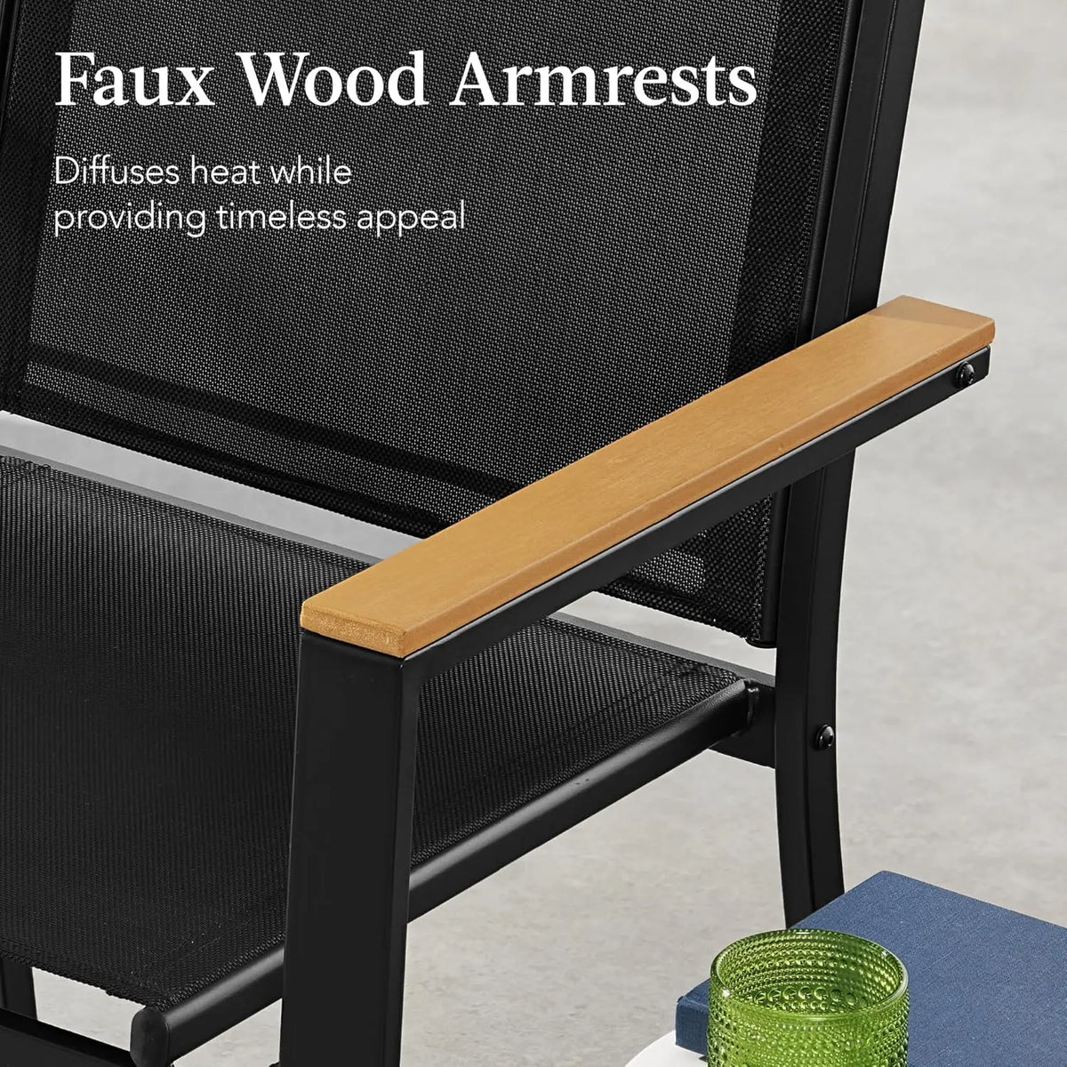 4-Piece Outdoor Textilene Patio Conversation Set, Backyard Furniture w/Loveseat, Coffee Table, Steel Frame - Black/Black